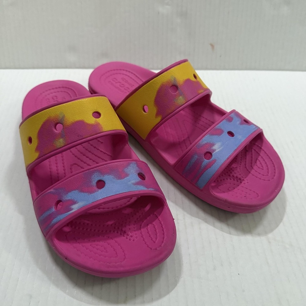 Crocs Ombre Sandals Shoes Womens Size 8 Pink Tie Dye Slide Sandals Crocs Comfort